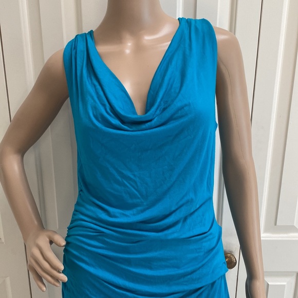 NWT RED Saks Fifth Avenue Womens M Teal Dress. So comfy and flattering. - Picture 4 of 12